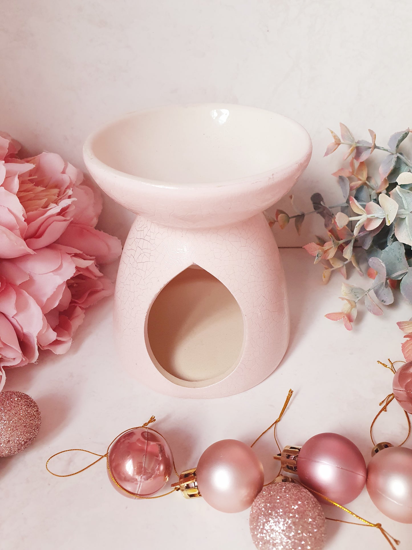 Pink with Grey Crackle Teardrop Burner