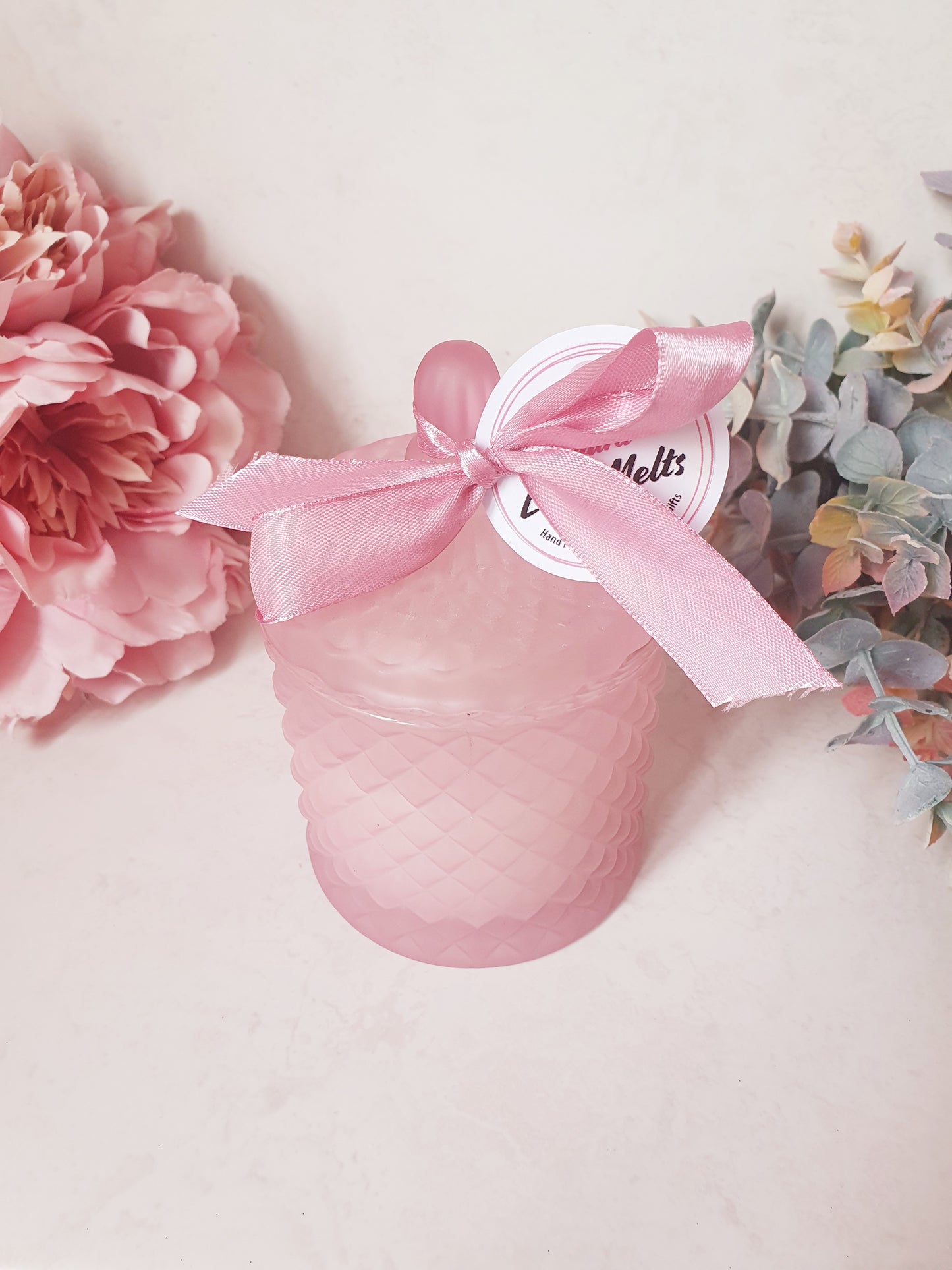 Luxury Frosted Pink Geo Candle