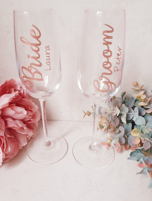 Bride & Groom Champagne Glasses